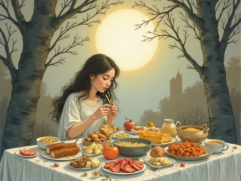 Ilustración del sueño: atracón de comida