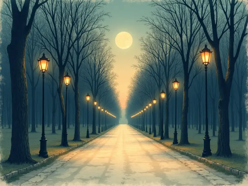 Ilustración del sueño: avenida vacía