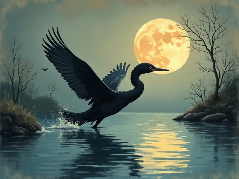 Ilustración del sueño: cormorán volando