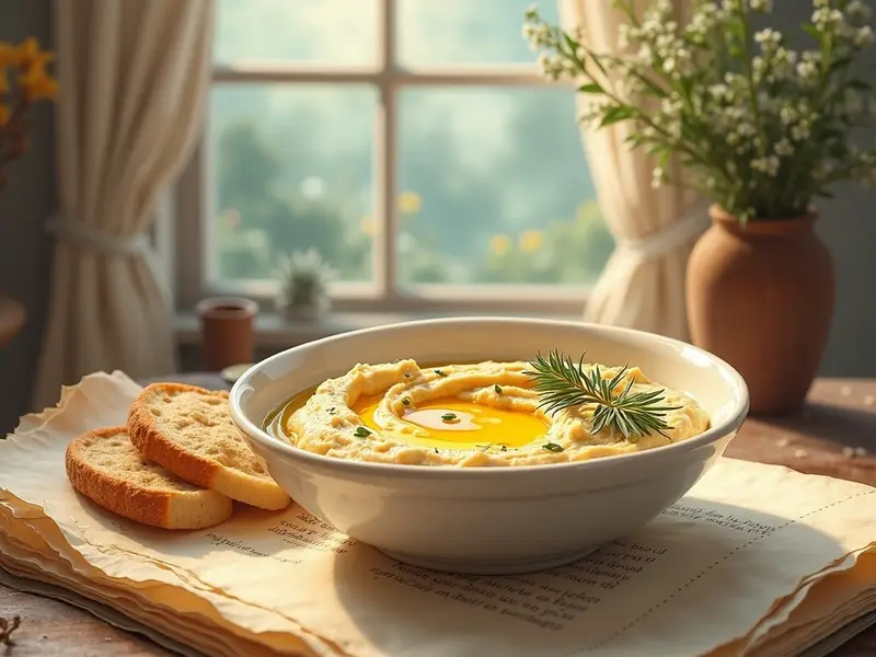 Ilustración del sueño: hummus comiendo