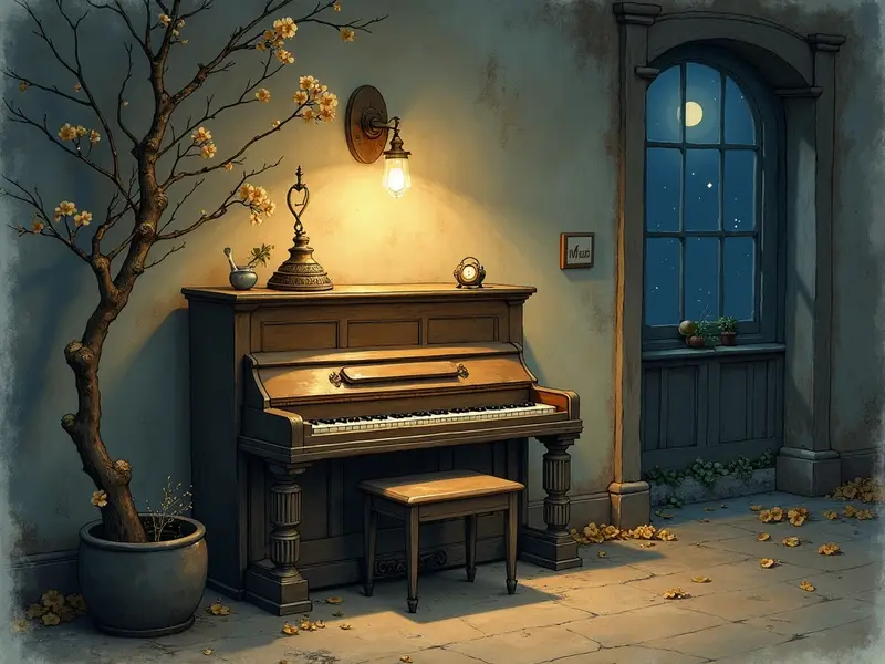 Ilustración del sueño: piano tocando