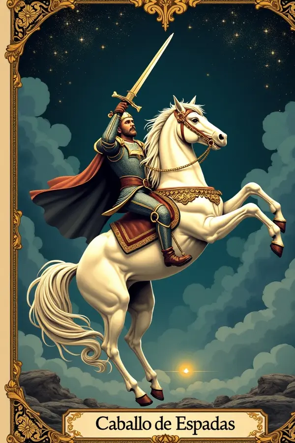 Carta del tarot Caballo de Espadas
