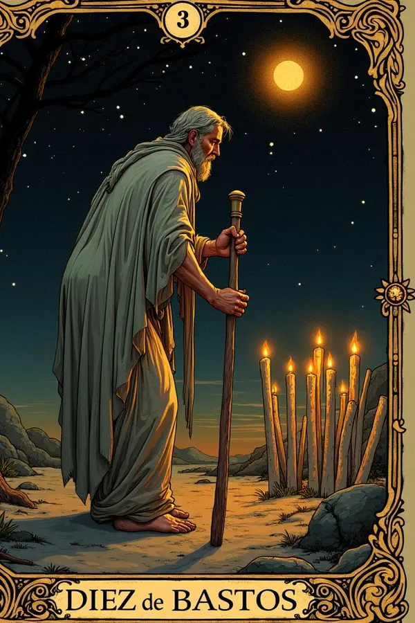Carta del tarot Diez de Bastos
