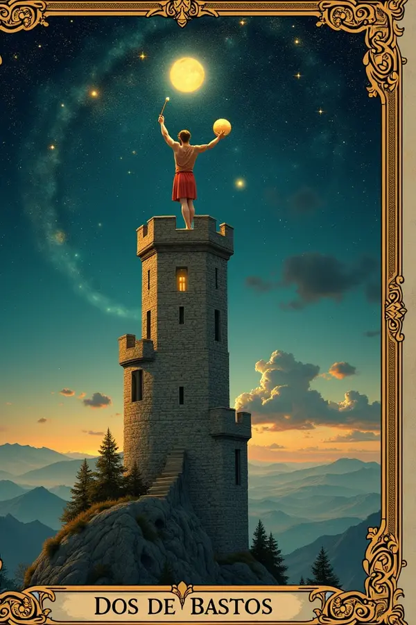 Carta del tarot Dos de Bastos