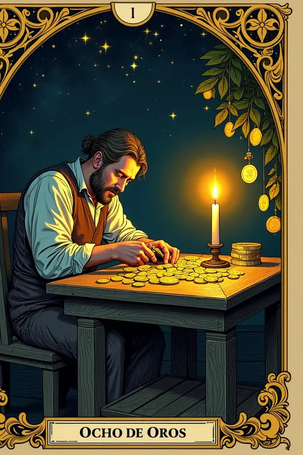 Carta del tarot Ocho de Oros