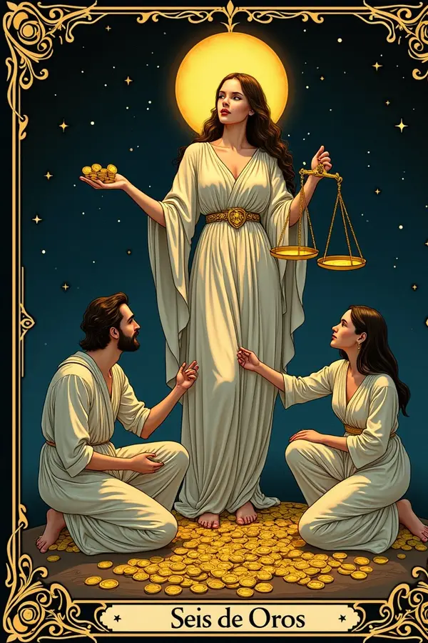 Carta del tarot Seis de Oros