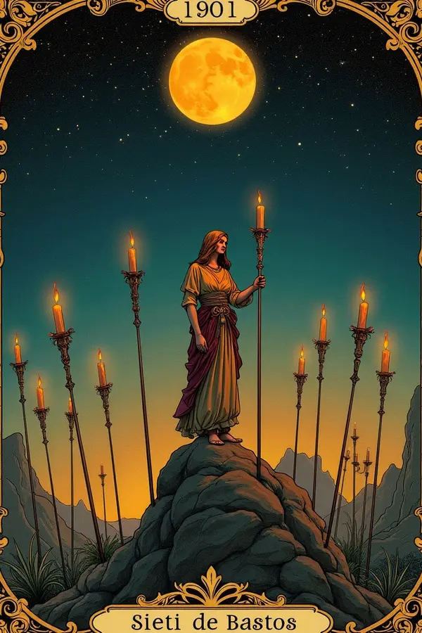 Carta del tarot Siete de Bastos