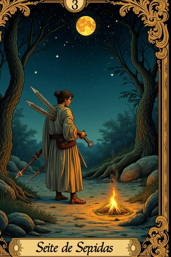 Carta del tarot Siete de Espadas