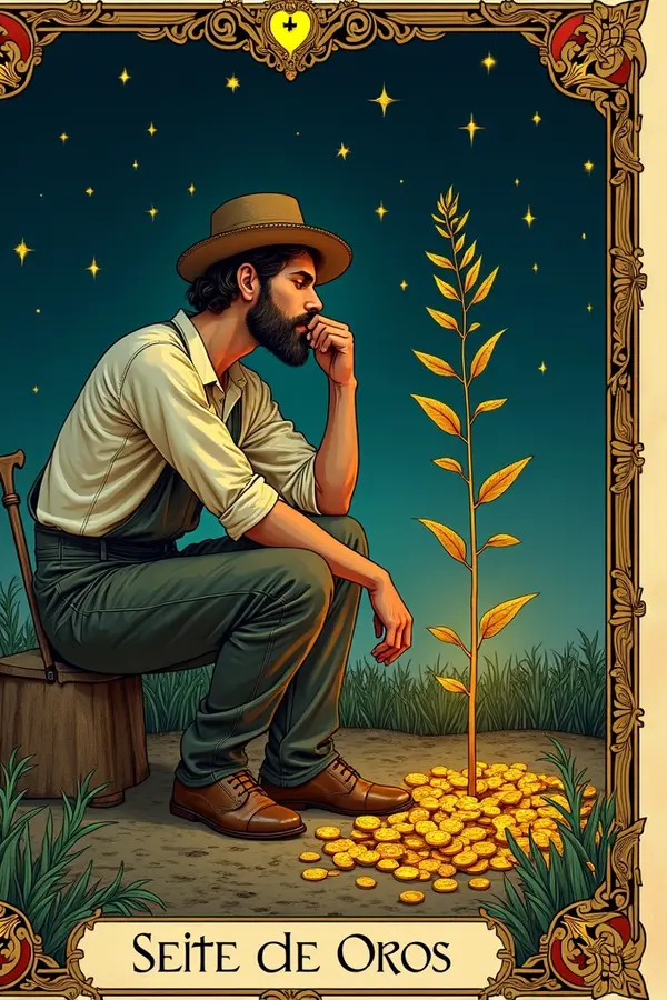 Carta del tarot Siete de Oros