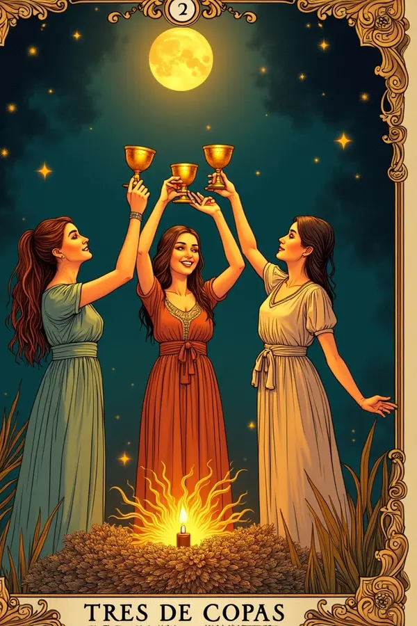 Carta del tarot Tres de Copas