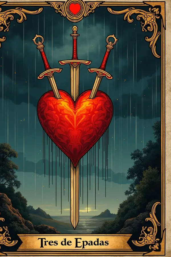Carta del tarot Tres de Espadas