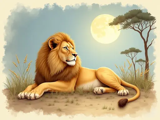 Ilustración del sueño: león